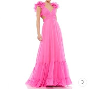 NEW!!!! MAC DUGGAL Size 8 Rosette Chiffon Cutout Empire Waist Gown hot pink